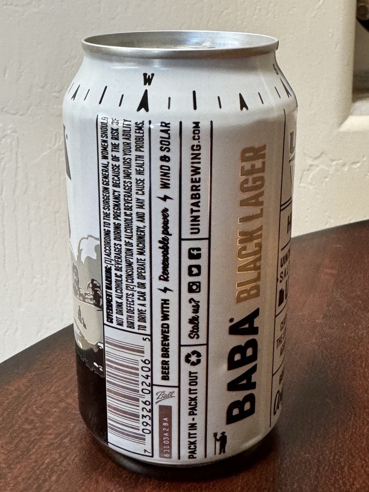 Uinta Baba Black Lager - sheep on can - Empty Beer Can Bottom Opened