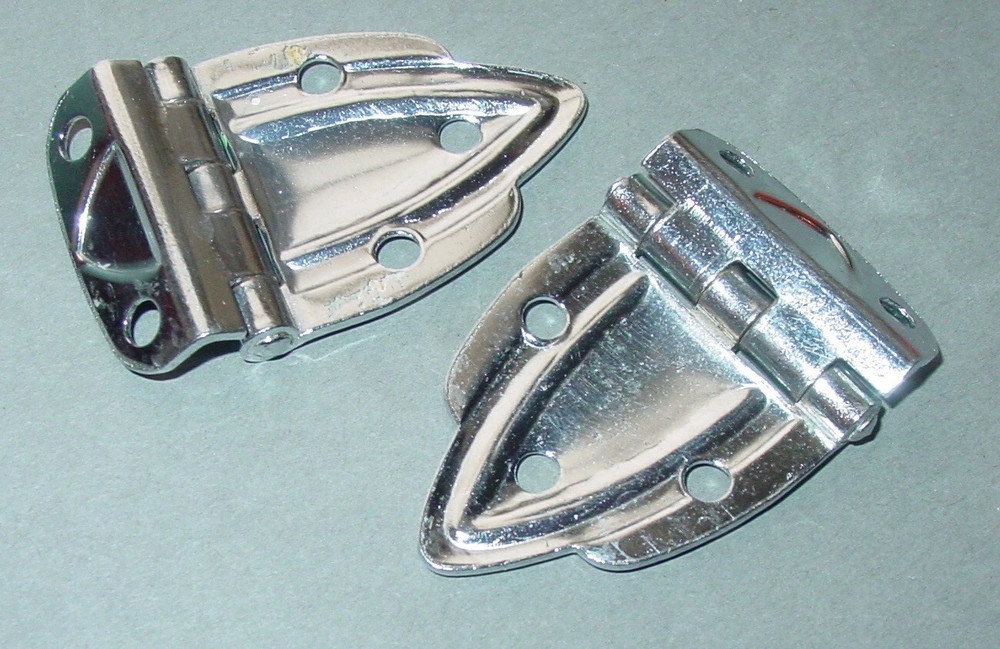 Vintage Chrome Art Deco cabinet hinge Offset Raised Mint Green Lined Cupboard