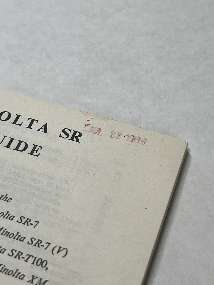 Minolta SR Guide - 11th Edition Printed In 1979