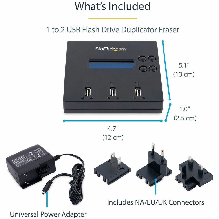 StarTech 1:2 Standalone USB Duplicator & Eraser - Flash Drives - TAA Compliant -