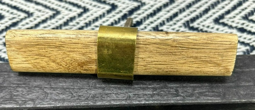 Handcrafted Wooden Drawer Pull With Brass Accent & Screw Attachment