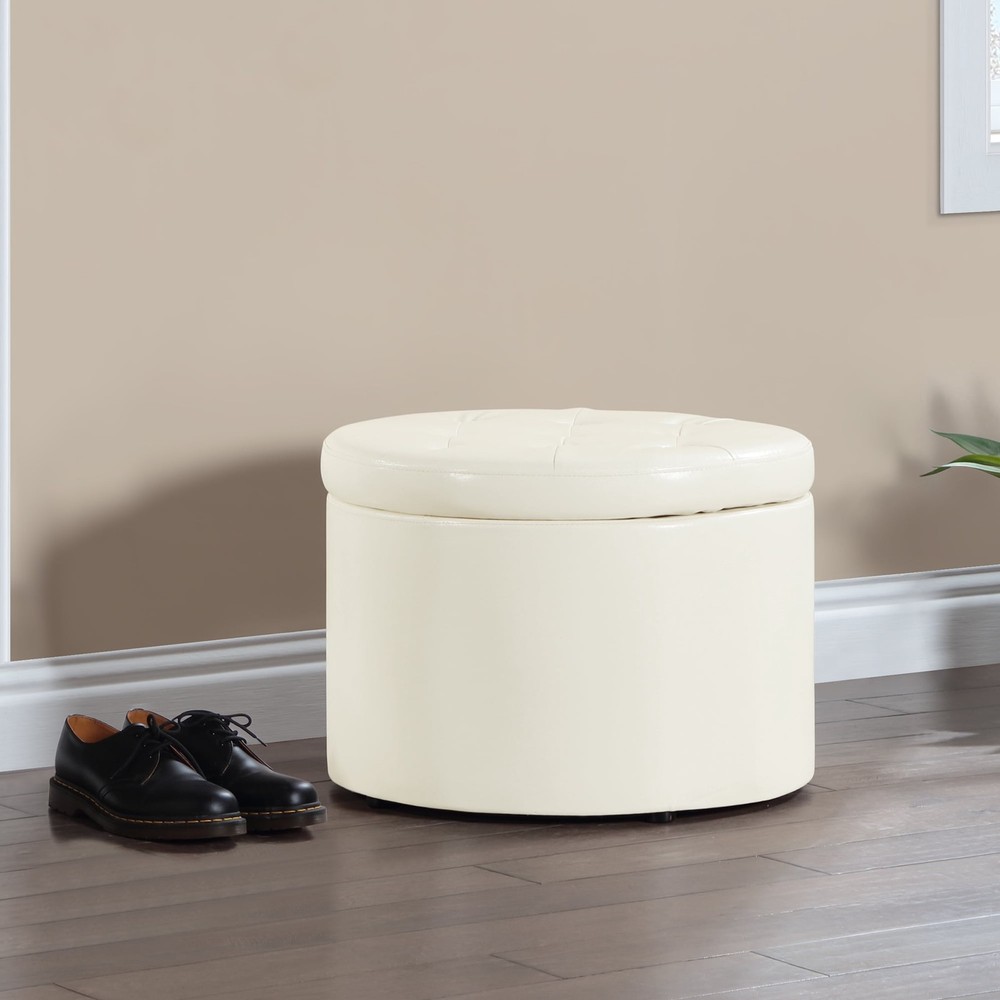 Comfort Round Shoe Ottoman Ivory