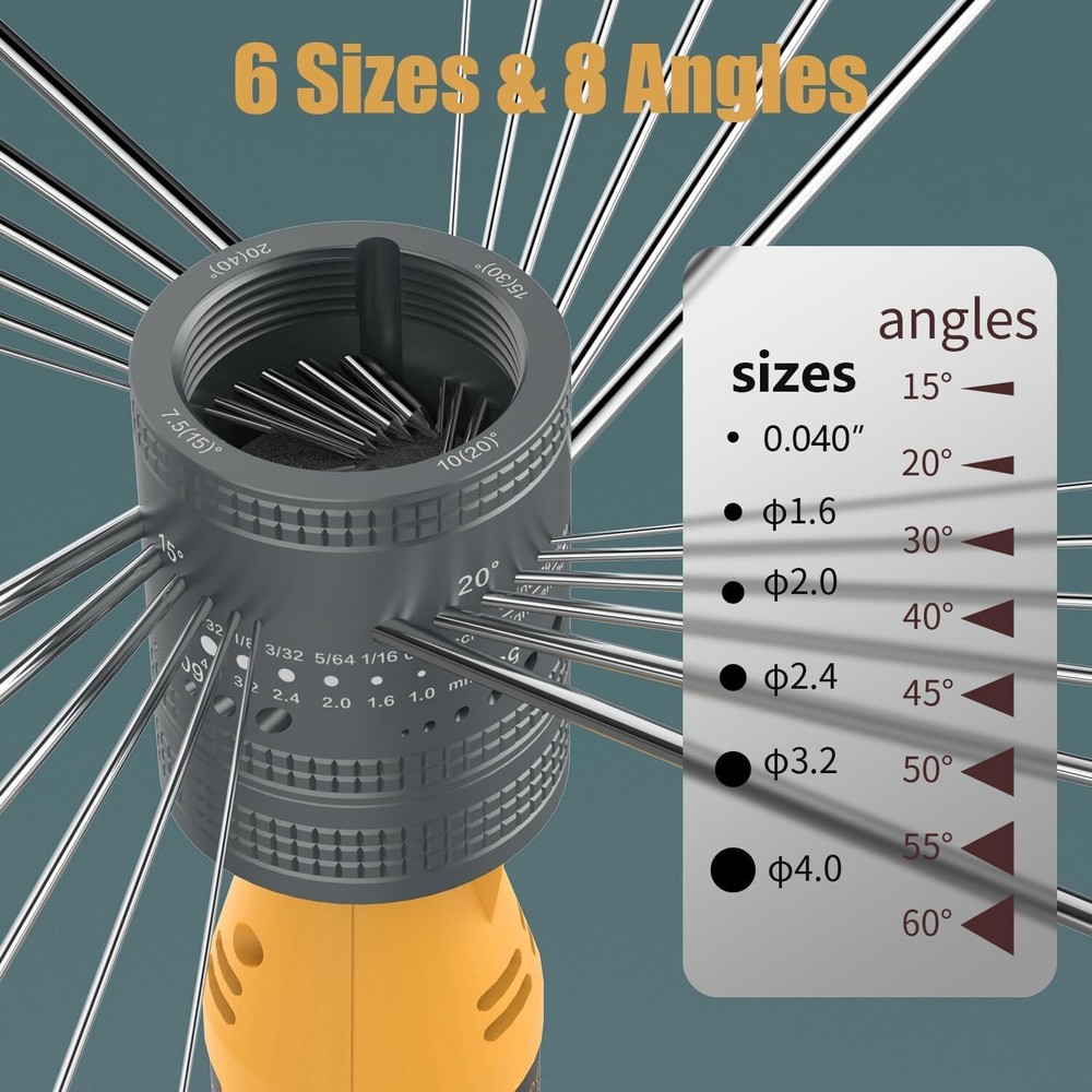 Tungsten Electrode Sharpener Grinder for TIG Welding, 6 Sizes 10 Angles