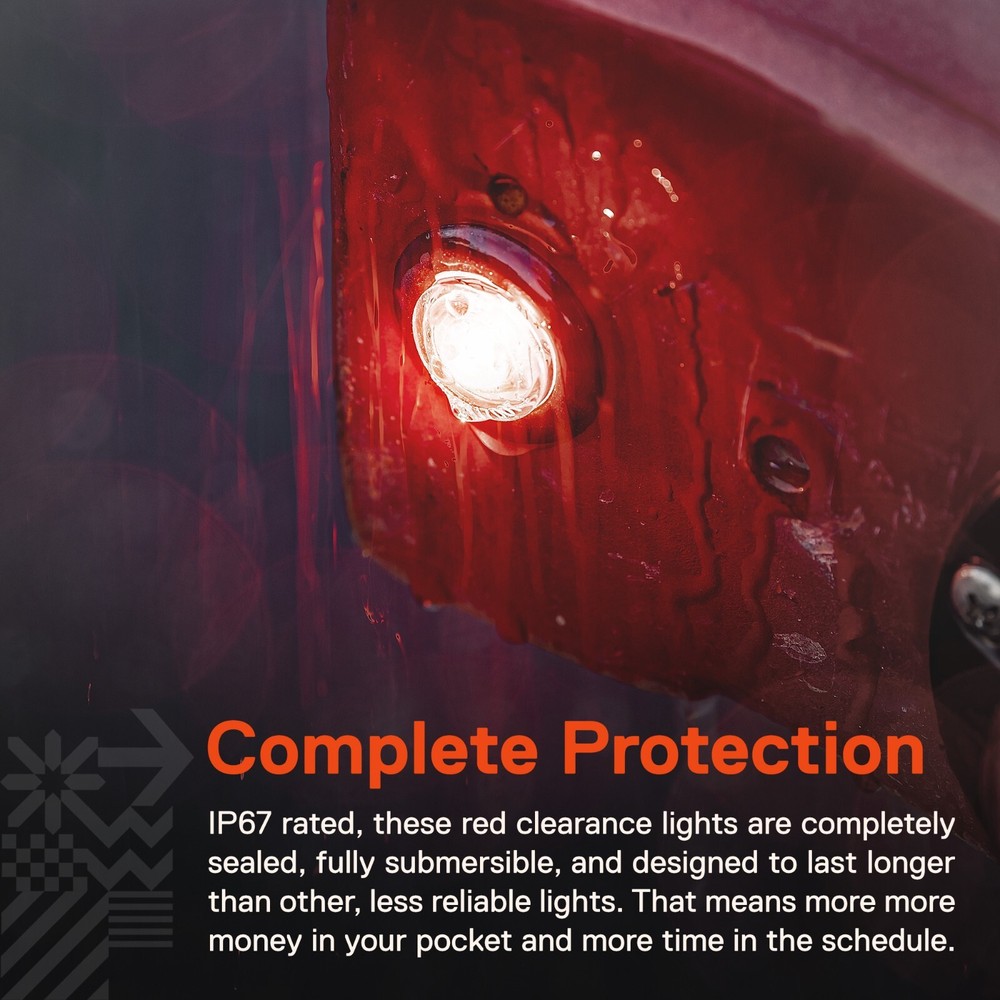 10pc 3/4" Round Red LED Trailer Bullet Clearance Side Marker Light - DOT P2PC