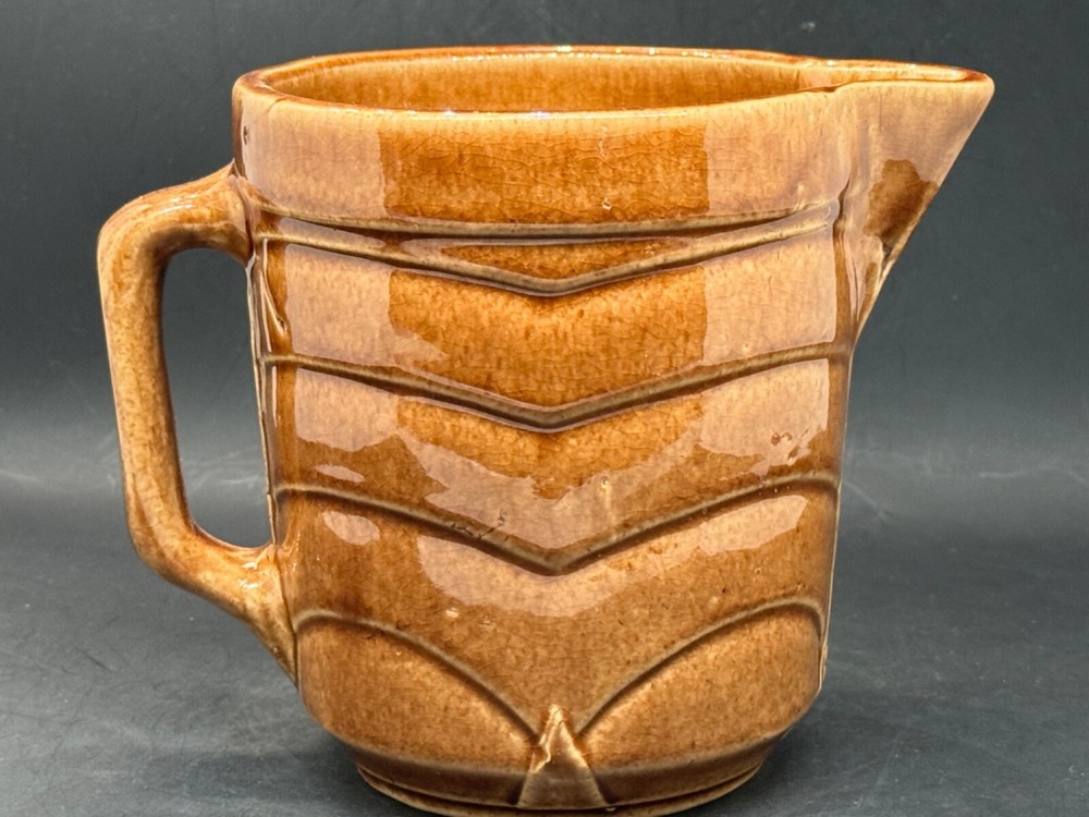Mid Century, brown pottery, small , brown pitcher, 5"