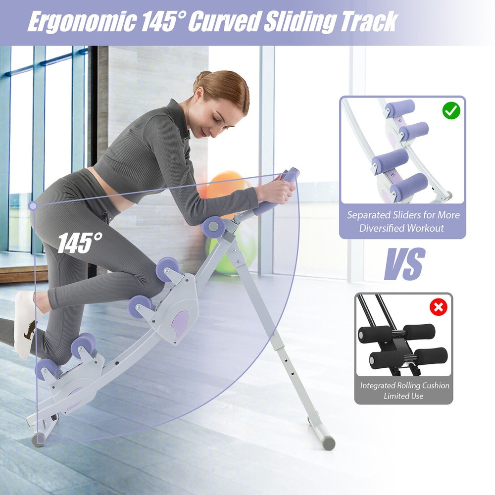 Ab Machine Foldable Core & Abdominal Workout Trainer Cruncher Adjustable Heights