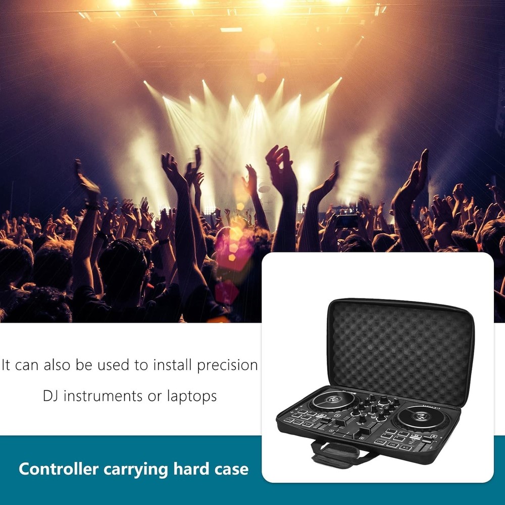 DJ Controller Case Hard Storage Bag Zipper Handle Shoulder Strap Padded Travel