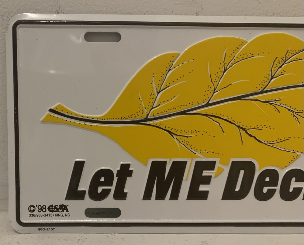Tobacco Leaf License Plate NOS
