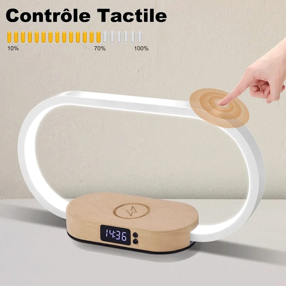 Rechargeable Bedside Lamp with Clock Touch Dimmable, 3 Color Temperatures