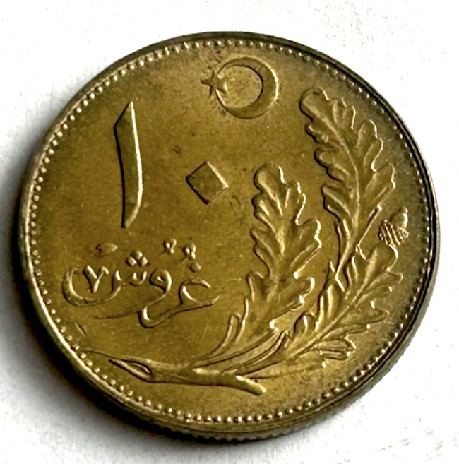 TURKEY 10 KURUSH 1926 - HIGH GRADE