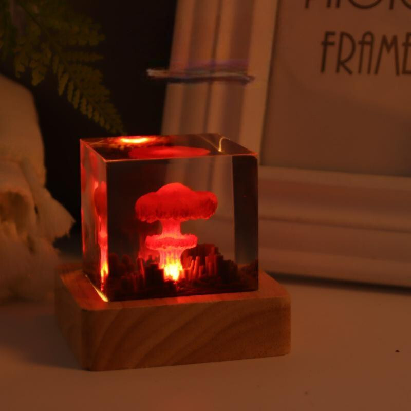 Mushroom Cloud Resin Night Light – Artistic Decor with LED Base