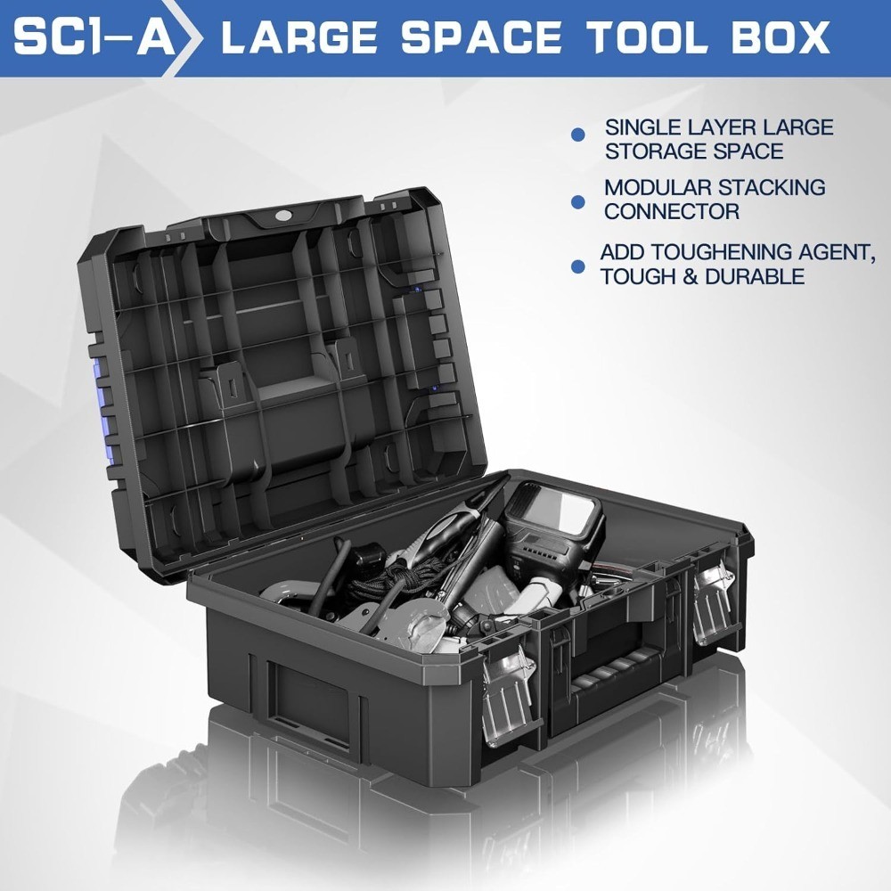 4 Tier Stackable Rolling Tool Box with Wheels, Modular Organizer Drawers,