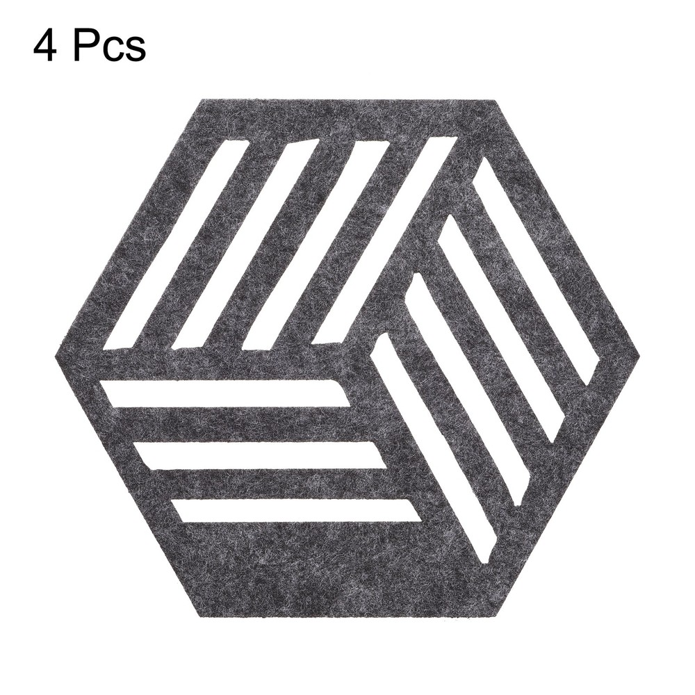 Felt Coasters, 4pcs Hexagonalagon Mat Tampons Coaster, Grey