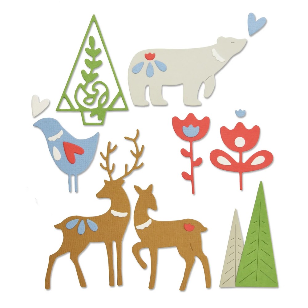 Sizzix "Christmas Elements" Deer Thinlits Dies- 663413 MSRP $21