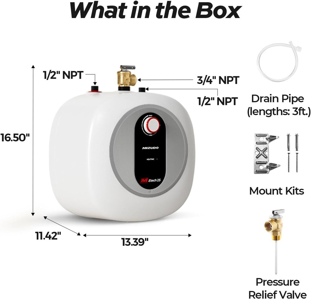 2.5/4/8 Gallon Electric Mini Tank Hot Water Heater Kitchen Sink Compact 1440W