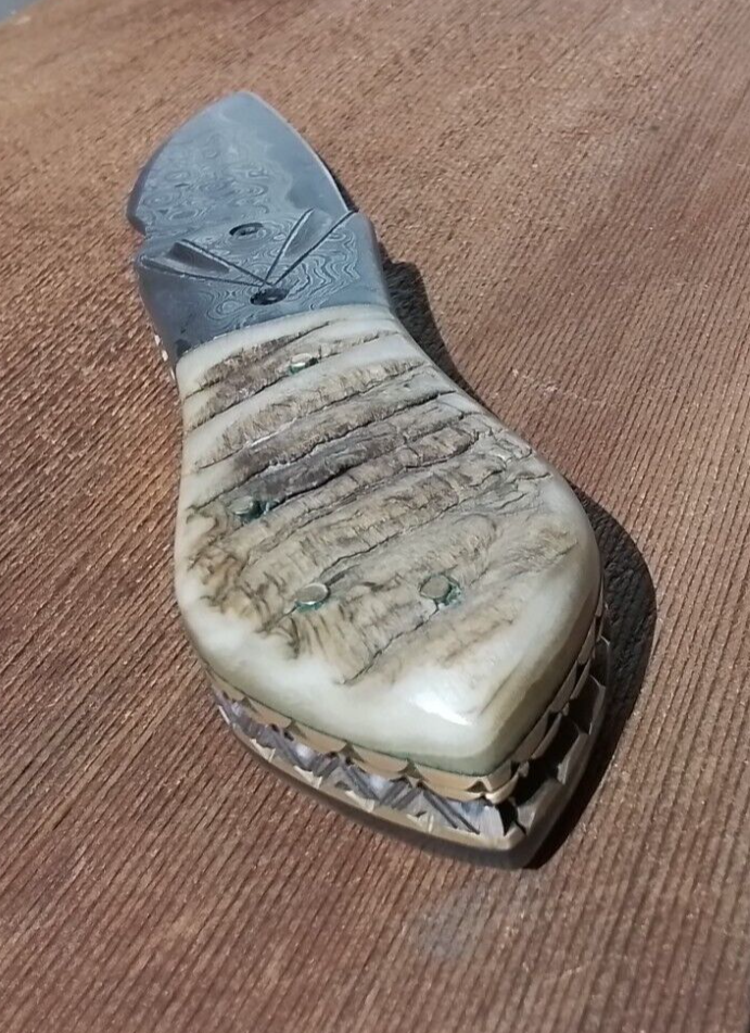 HAND FABRICATED RAM's HORN Custom Folding Knife