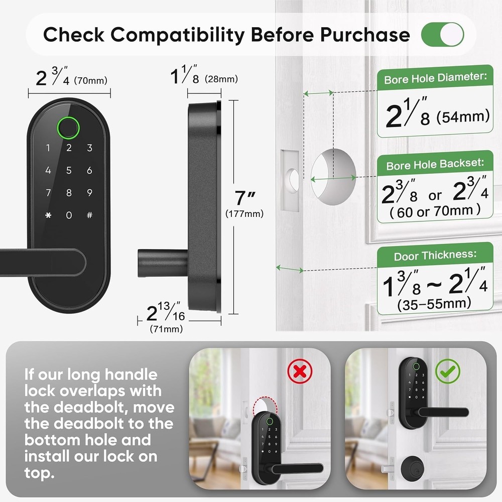 Digital Lock with App Control and Voice Assistant Compatibility for Easy Access