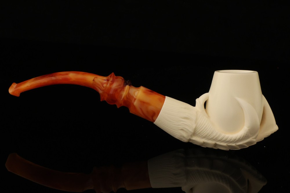 Eagle's Claw Block Meerschaum Pipe with custom case 14543
