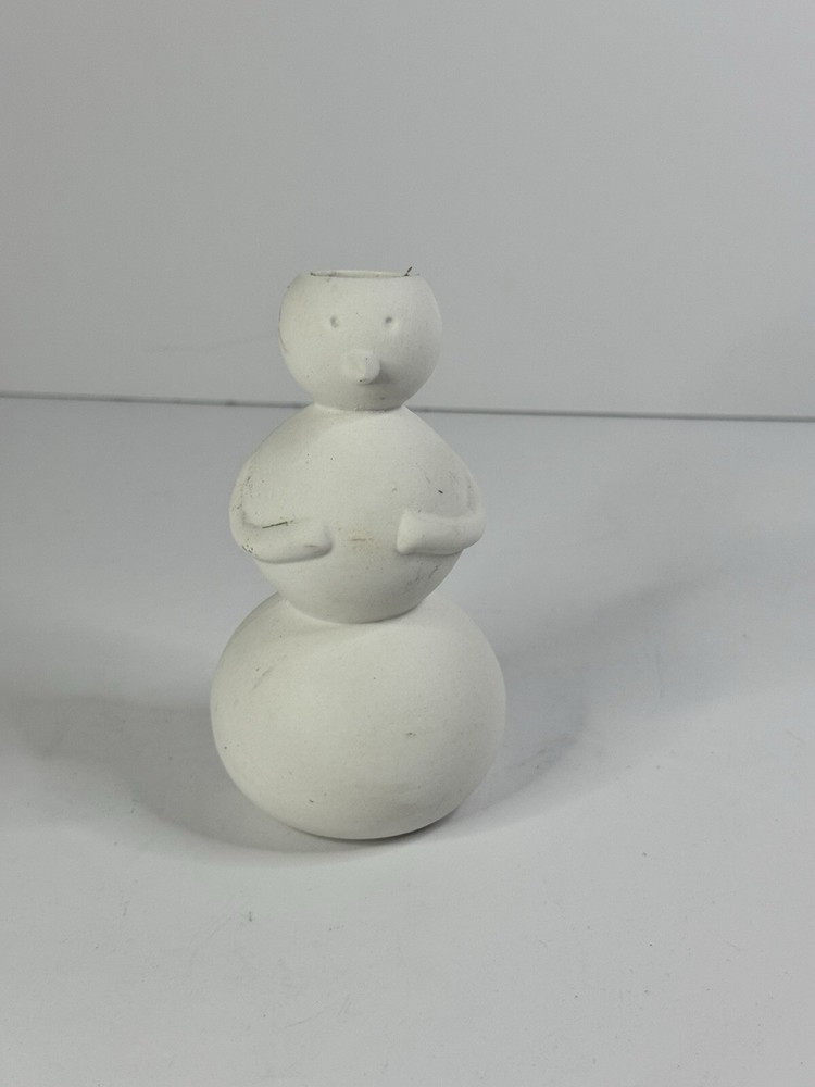Snowman Candle Holder All White Ceramic