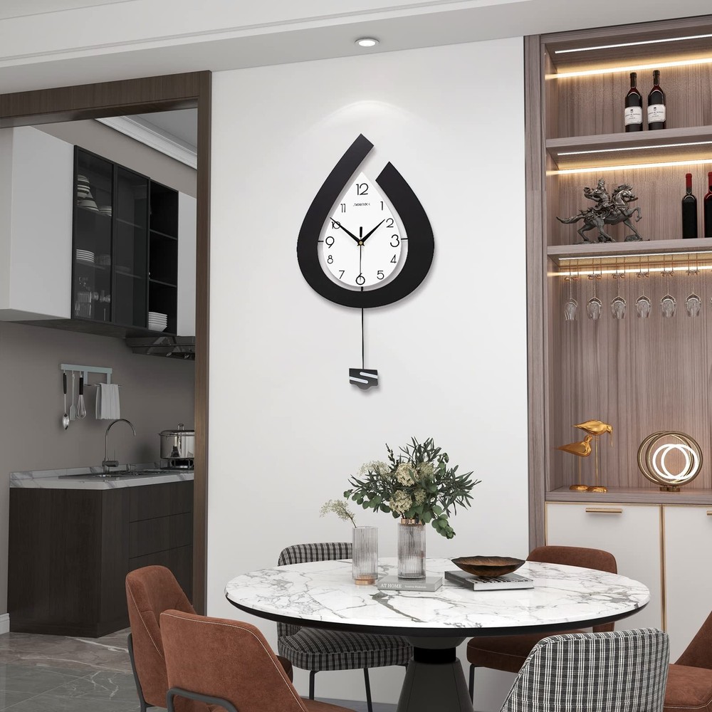 Large Wall Clock for Living Room Decor Big Pendulum Modern Wall Clock Silent ...