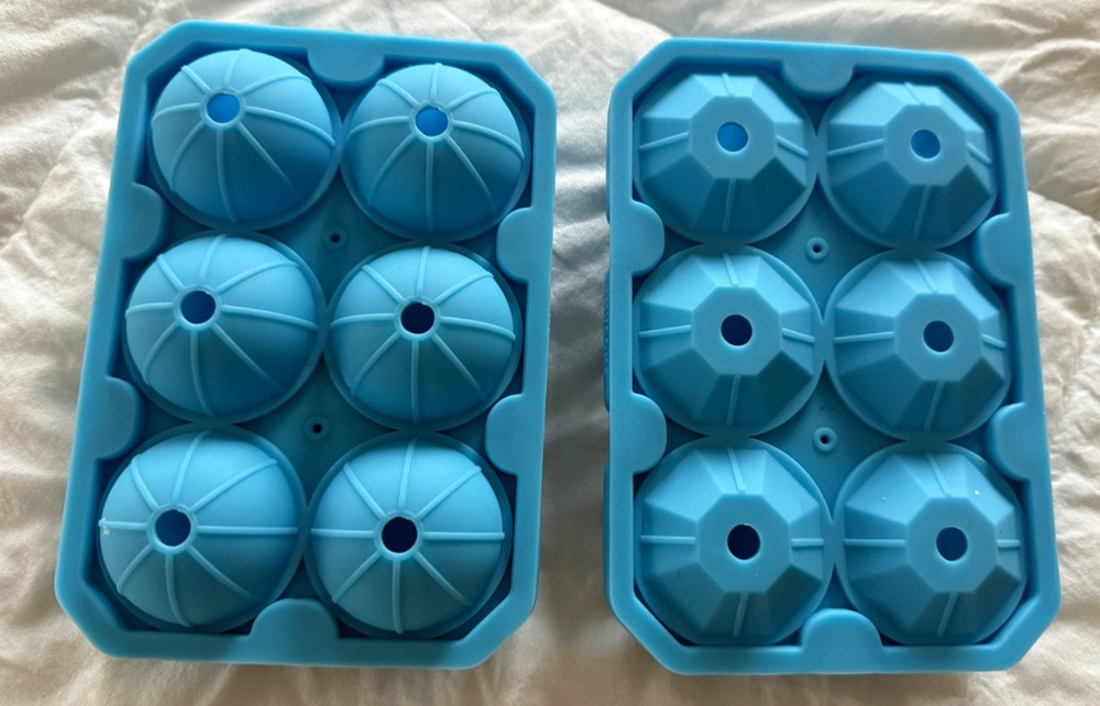 2 PACK SILICONE ICE BALLS! 1 DIAMOND & 1 SPHERE! For chilling Whiskey & drinks