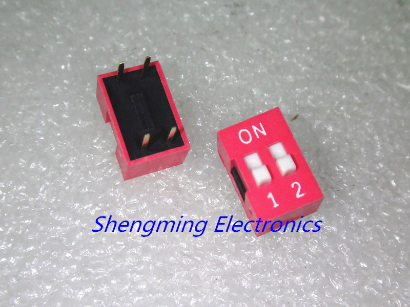 10PCS Slide Type Switch Module 2-Bit 2.54mm 2 Position Way DIP-4 Red Pitch