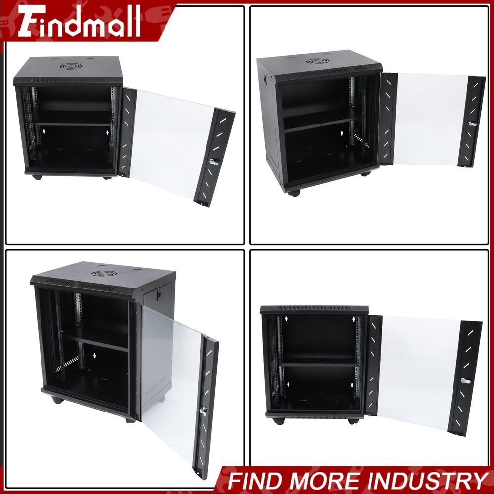 Findmall 12U Wall Mount Network Server Rack Cabinet Enclosure 15.5'' Deep