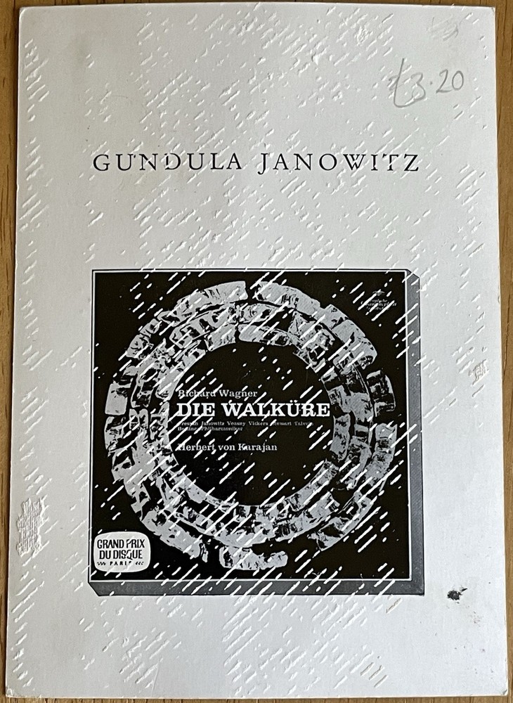 Austrian Opera Soprano Gundula Janowitz Autograph Photo