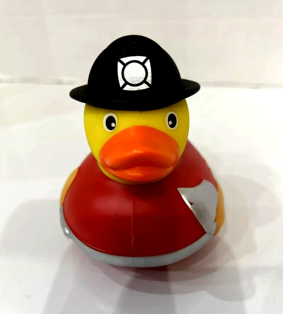 Firefighter Bath Toy Duck Large Size-3.5" Rubber Bath Toy - New