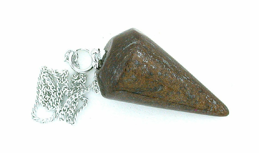 Pyritized Pyrite Simbircite Pendulum Silver Colored Chain Reiki Metaphysical