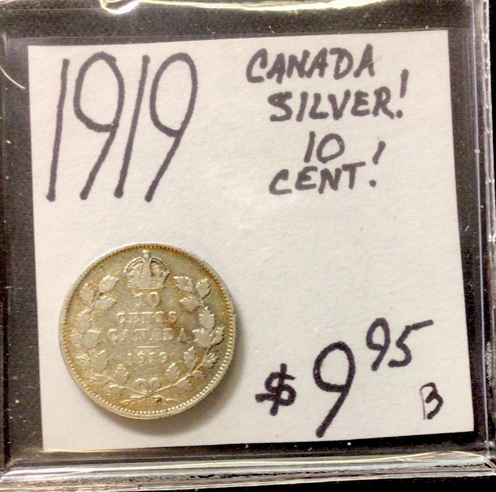1919 Canada Silver! 10 Cents! ENN Coins
