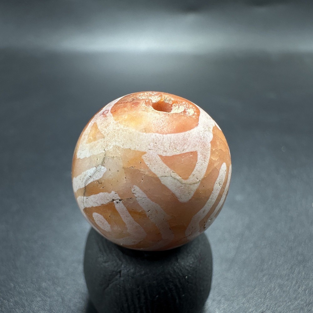 Antique Etched Carnelian Agate Beads Amulet