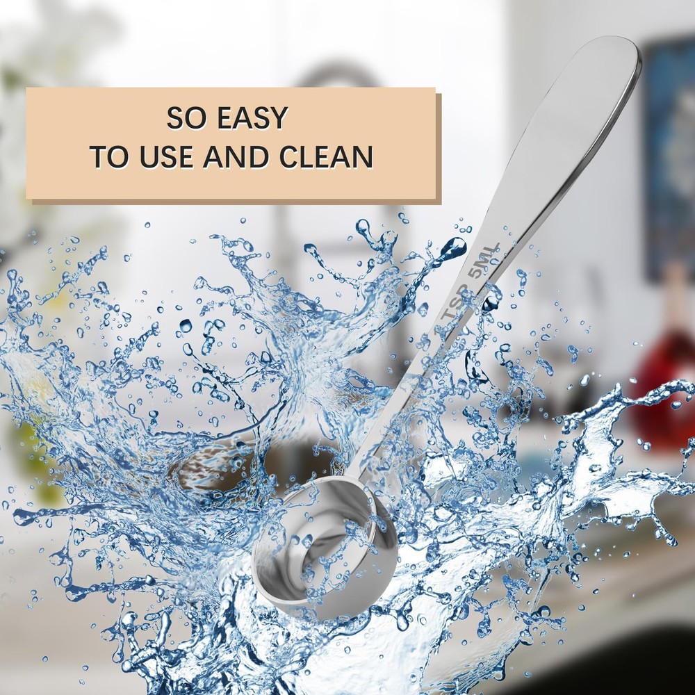 Single Teaspoon Spoon, 1Tsp 5Ml Stainless Steel, Baking Scoop, Silver