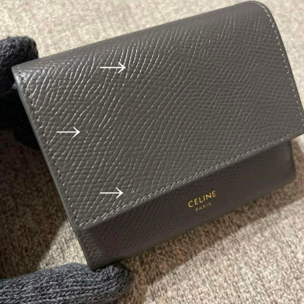 CELINE Small Tri fold Wallet Gray From Japan