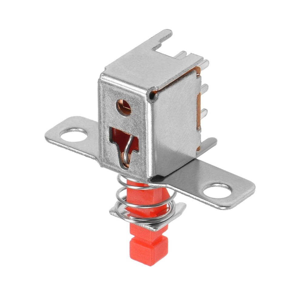 Push Button Switch, DPDT 6 Pin 1 Position Self-Locking Red 15pcs