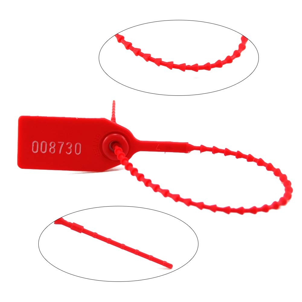 (R) 100 Plastic Tamper Seals Zip Ties for Fire Extinguishers Pull Tite Security