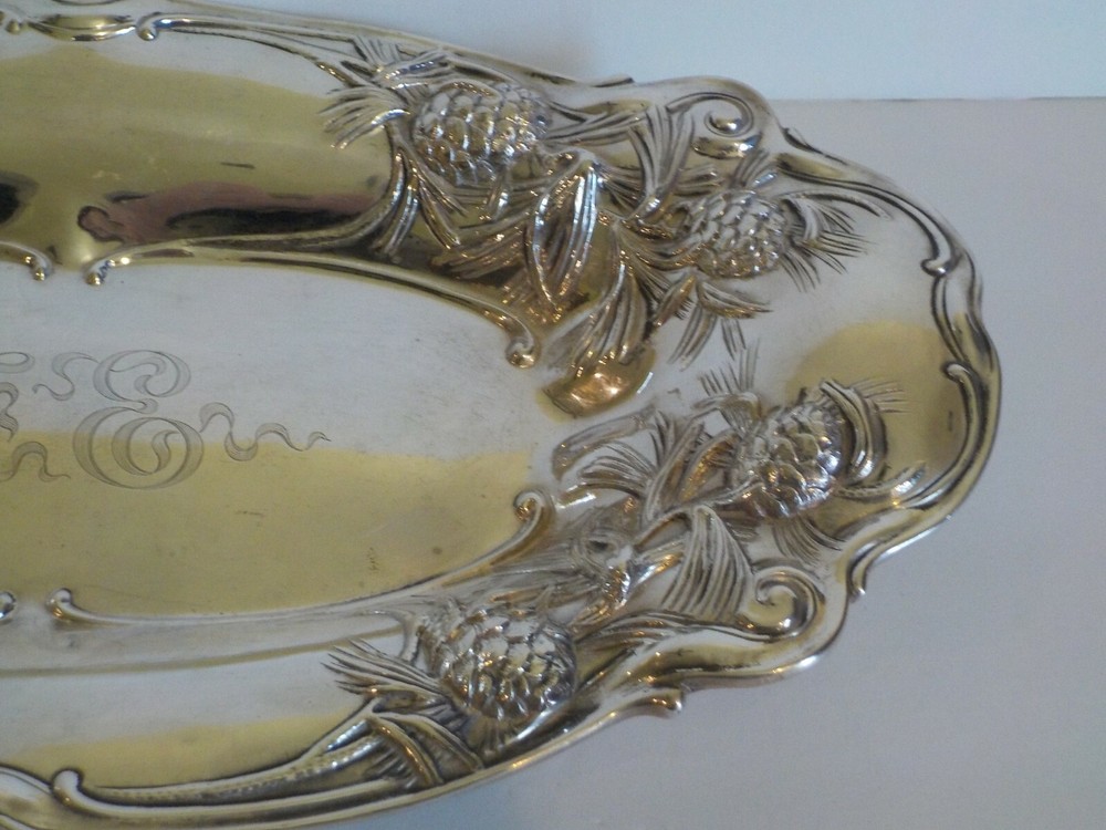 GORHAM Sterling Silver Embossed 14.5" Bread Tray #A4407M, c. 1903