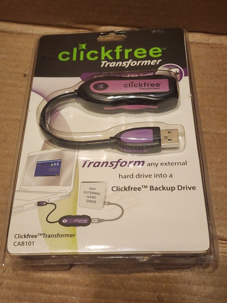 Clickfree Transformer CAB101 Backup Drive Transform Any External Hard Drive NEW