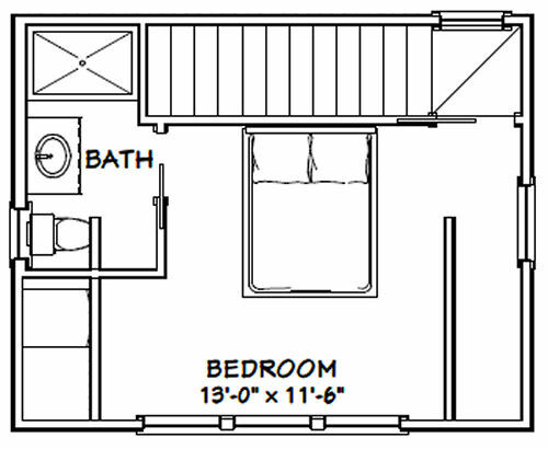 20x16 Tiny House -- PDF Floor Plan -- 557 sq ft -- Model 13A