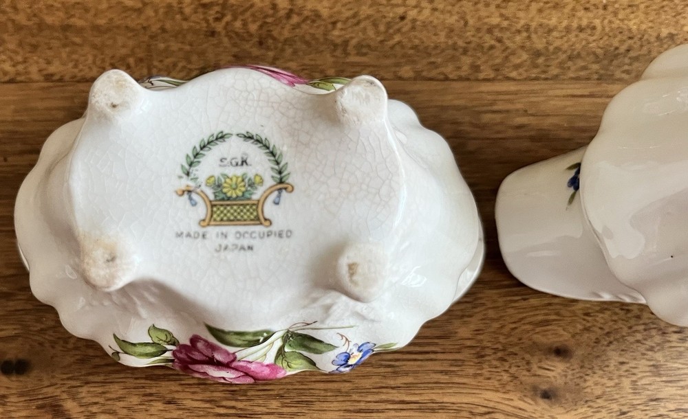 Occupied Japan SGK Floral Cream & Sugar Set