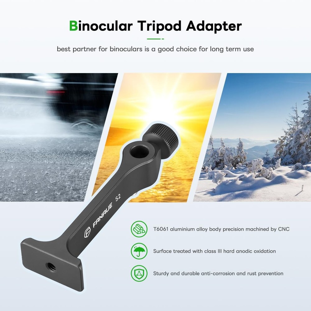 FANAUE S2-01 Binocular Tripod Adapter with 1/4-20" Thread Compatible black