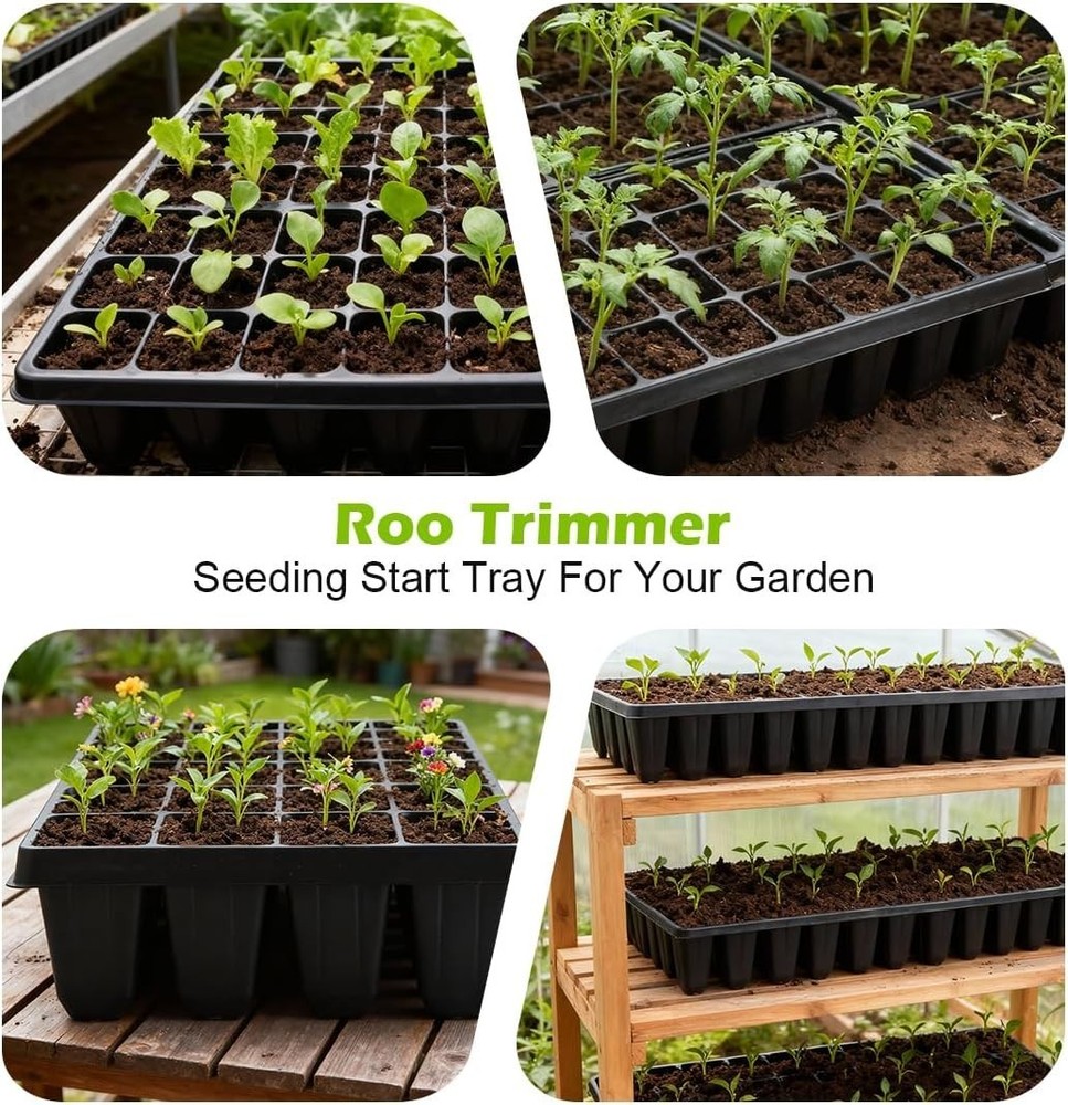 10 Pack 40 Cell Seed Starter Trays - Deep 3.9" 20" x 10" / Reusable Plastic