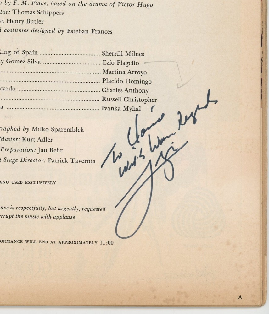 Ezio Flagello Signed Met Opera Brochure 1971 Autograph