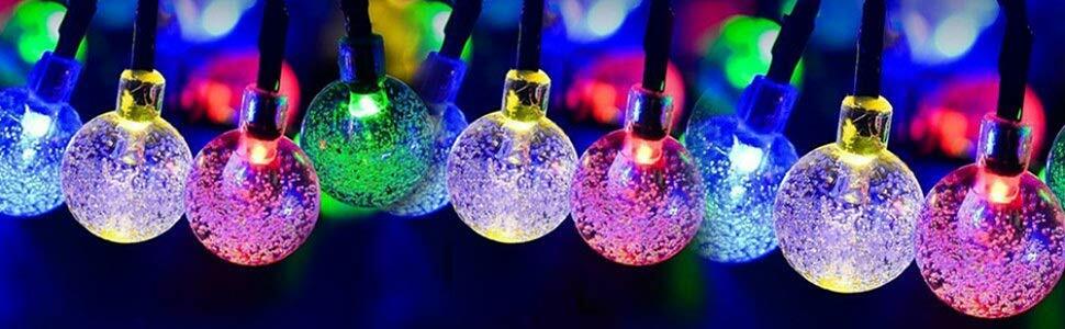 Solar String Lights Outdoor 25ft 40 Led String Lights 8 Modes Crystal Ball IP65