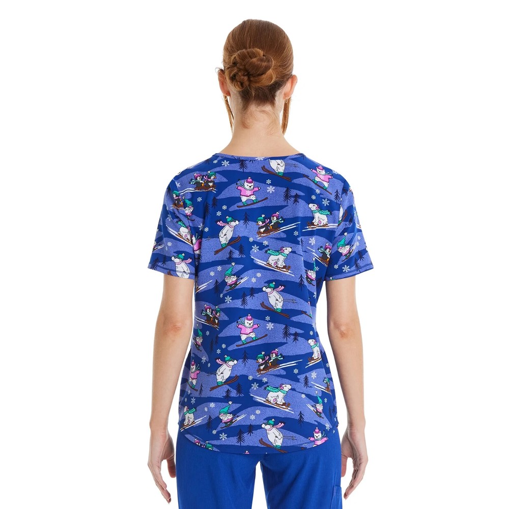 Scrubstar Women's Winter Chillin Scrub Top Size Medium Blue