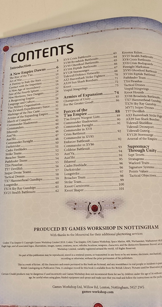 Warhammer 40,000 T'au Empire Codex, 2018, Games Workshop