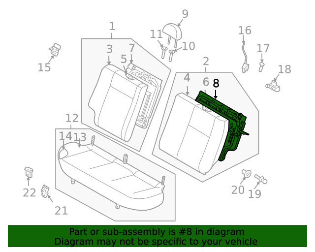 Genuine GM Rear Driver Side Seat Frame 96870000