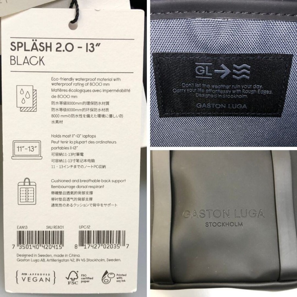 Gaston Luga Backpack SPLASH Black From Japan