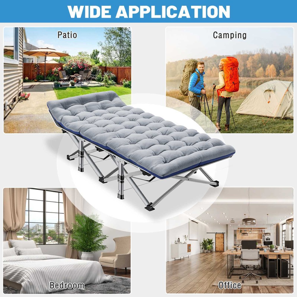 Camping Cot for Adults with Cushion Comfortable, Tent Folding Cot Support 500 lb