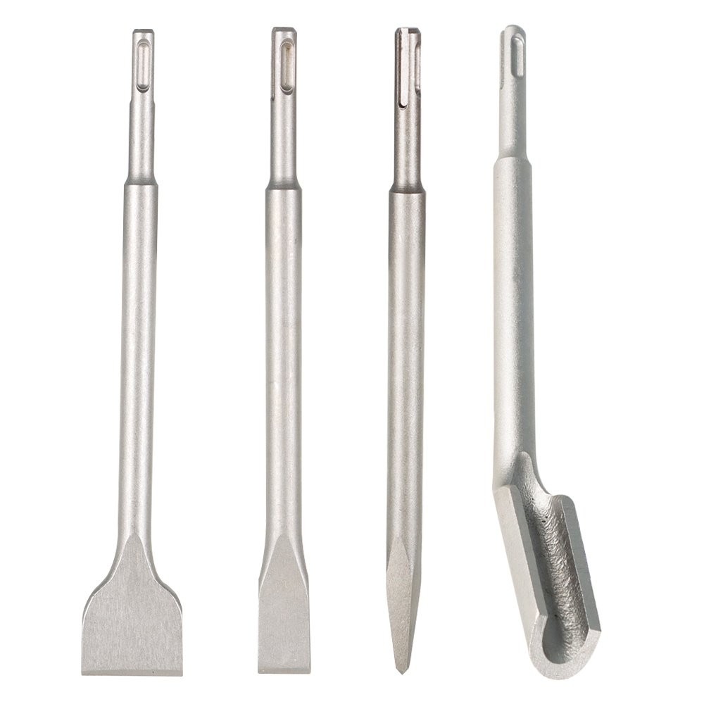 4 Pack SDS Plus Chisel Bits Durable Flat Chisel Grooving Chisel & Point Chisel
